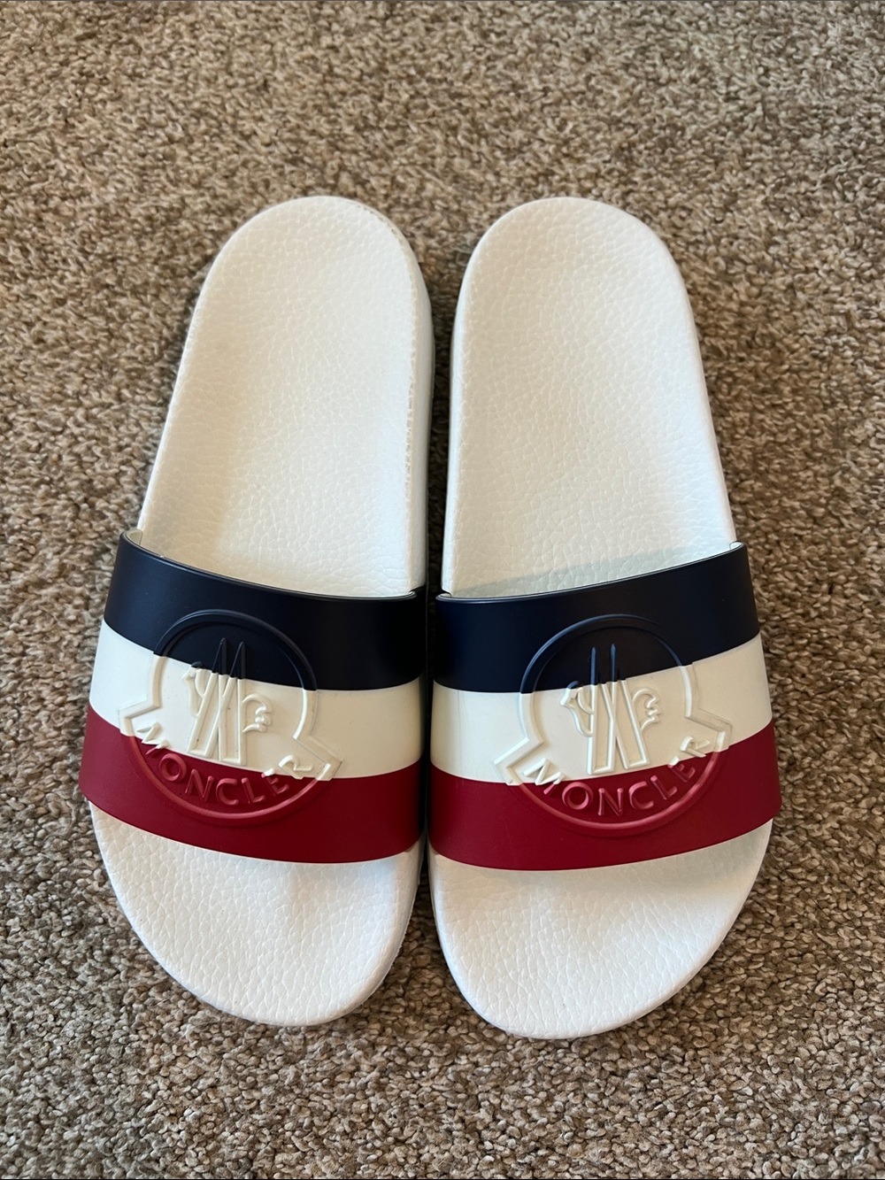 Moncler  Tricolor Slide Sandals in Navy White Red